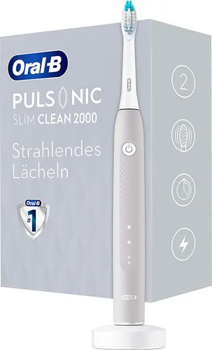 Oral-B Pulsonic Slim Clean 2000 Grey - Grau - Elektrische Zahnbürste mit sanfter Schalltechnologie für überlegene Plaque-Entfernung. Zwei Reinigungsmodi und integrierter Timer für optimale Zahnpflege.