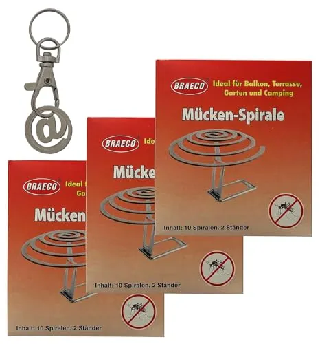 BRAECO 150x Anti-Mücken-Spirale - Effektiver Mückenschutz - Moskitoschutz mit 15 x 10 Anti-Mücken-Spiralen von Braeco. Ideal für Balkon, Terrasse, Garten und Camping. Wirksam bis zu 8 Stunden im Umkreis von 4m.