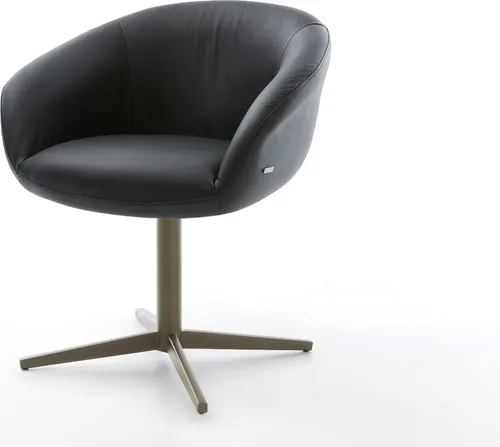 DELIFE Drehstuhl Vinka-Flex - Eleganter Esszimmerstuhl mit Echt-Leder Schwarz - Der DELIFE Vinka-Flex Drehstuhl vereint stilvolles Design und hohen Sitzkomfort. Mit hochwertigem Echt-Leder und einem eleganten Fußkreuz in Titan-Optik ist er die perfekte Wahl für jedes Esszimmer.