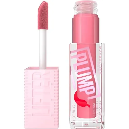 Maybelline New York Glänzender Lipgloss für sichtbar vergrößerte Lippen, Falten mildernd, Mit Maxilip und Chili, Lifter Plump, Farbe: Nr. 001 Blush Blaze, 1 x 5,4 ml