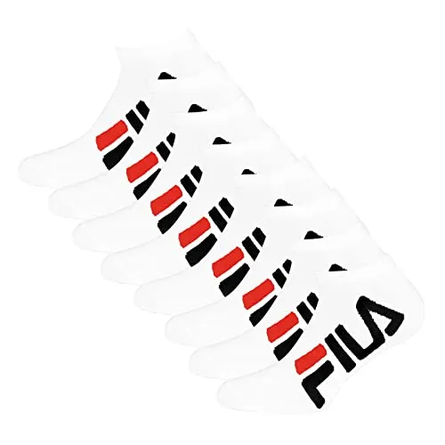 FILA Damen Herren Sneaker Socken Sportsocken Kurzsocken 4 Paar, Farbe:Weiß, Größe:39-42, Artikel:-300 white