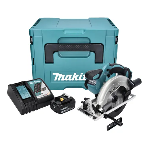 Makita DSS 611 RF1J Akku Handkreissäge 18 V - Sägen, leistungsstarke Akku-Handkreissäge mit 165 mm Sägeblatt, inklusive 1x 3,0 Ah Akku und Ladegerät für maximale Flexibilität beim Arbeiten.