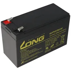 Kung Long WP1236W 12V 9Ah Blei Akku - Hochstrom Bleiakku für vielseitige Anwendungen, kompatibel zu Panasonic UP-RW1245P1, mit 6,3mm Faston Steckkontakten und max. 36W Leistung.