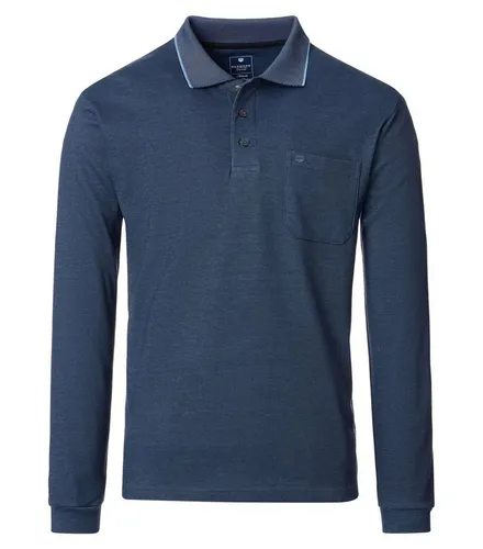 Redmond Herren Polo-Shirt Langarm 5XL in Blau - Hochwertiges Langarm Polo-Shirt aus 60% Baumwolle und 40% Polyester, ideal für lässige Anlässe und bequemes Tragen. Pflegeleicht und in modischer unifarbener Optik.