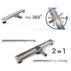 Duschrinne 90cm Edelstahl mit 360° Siphon