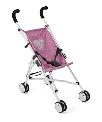 Puppenbuggy Roma - Mini-Buggy in Jeans Pink, mit modernen Soft-Griffen und Anschnallgurt, ideal für Puppenmuttis