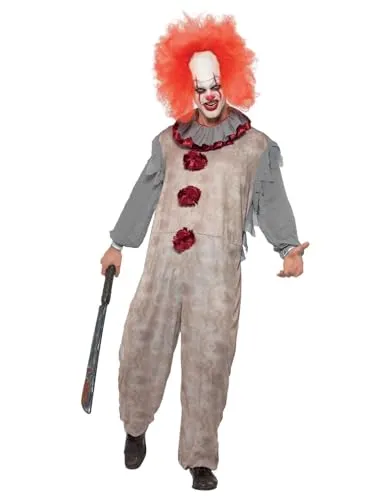 Smiffys Vintage-Clown-Kostüm, Grau & Rot