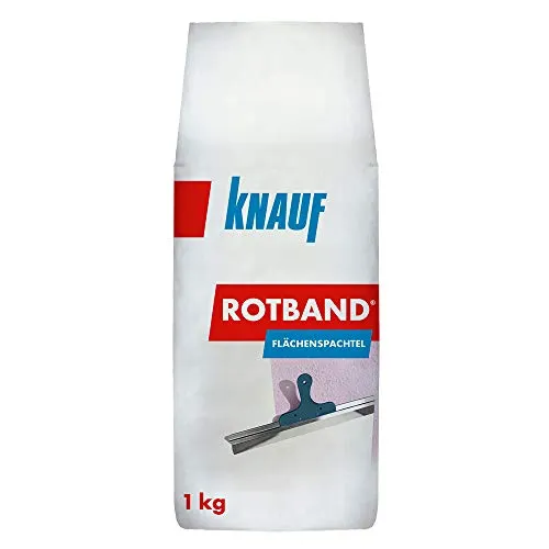 Knauf Rotband Flächenspachtel – schnell härtende Spachtel-Masse zum Spachteln und Glätten von Putz, Mauerwerk etc., leicht zu verarbeiten, Wand-, Decken-Spachtelmasse für Innen-Bereich, 1-kg