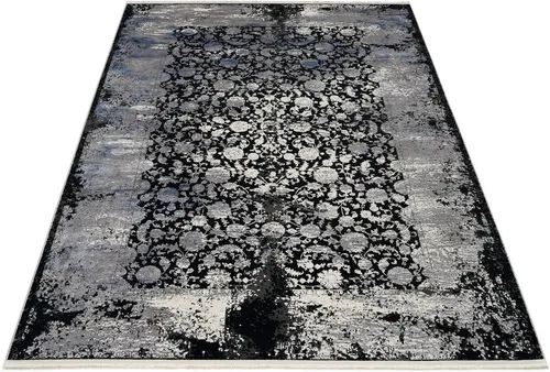 Musterring Teppich COLORADO FLOWER - Eleganter Teppich in Grau/Schwarz - Teppich aus der MUSTERRING DELUXE COLLECTION, hochwertig gekettelt, pflegeleicht und fußbodenheizungsgeeignet, ideal für stilvolle Wohnräume.