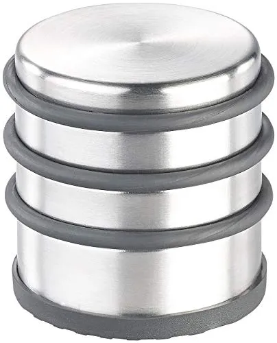 infactory Türstopper: Edelstahl-Tür-Stopper mit 3 Gummiringen, Anti-Rutsch für schwere Türen (Boden-Türstopper, Boden Edelstahl, Kindersicherung)