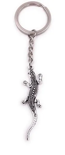 H-Customs Salamander klein Schlüsselanhänger Anhänger Silber aus Metall