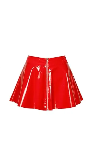 Black Level Damen Rock aus Lack, Rot, XL