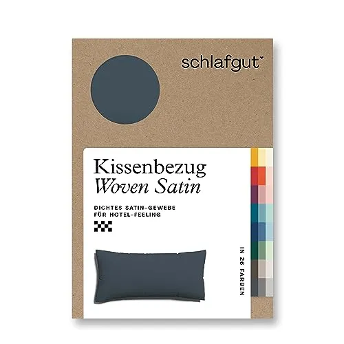 schlafgut Woven Satin Kissenbezug 40 x 80 cm Grey Deep Uni – Luxuriöse Hotelqualität - Kissenbezug aus 100% weicher Baumwolle in Premium Woven Satin, hautfreundlich und pflegeleicht, ideal für erholsamen Schlaf.