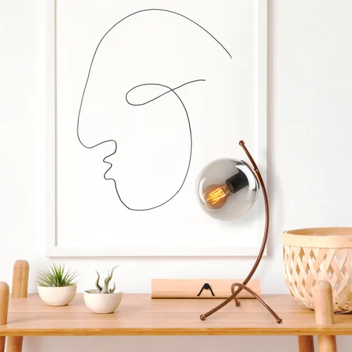 Opviq Yay-Yay OPV Tischlampe aus Kupfer, 23 x 18 cm - Elegante Tischlampe aus robustem Metall mit Glaskappe, die warmes Licht spendet und jedem Raum Stil verleiht. Ideal für gemütliche Abende oder als Blickfang im Büro.