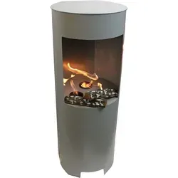 Ethanolkamin Gelkamin Höhe:100cm Breite:37cm freistehende Säule Kamin Silber - Silber