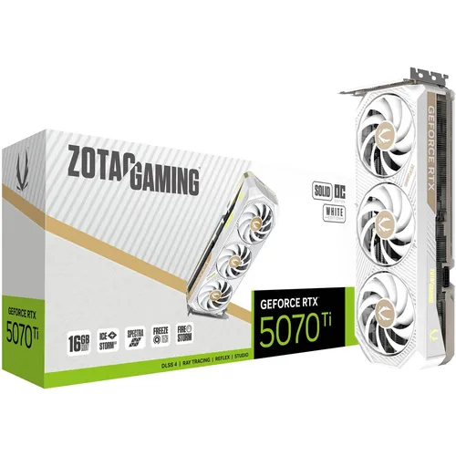ZOTAC GAMING GeForce RTX 5070 Ti SOLID CORE - White OC Edition - Grafikkarten mit überragender Leistung und optimierter Kühlung für ein flüssiges Gaming-Erlebnis.