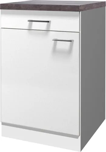 Flex Well Unterschrank Lucca – 50 x 60 x 85 cm in Weiß - Küchenschrank mit praktischer Schublade und Drehtür, ideal für zusätzlichen Stauraum in Ihrer Küche.