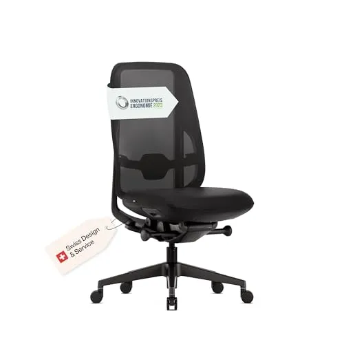 ofinto Cloud Premium Bürostuhl Schwarz | Ergonomischer Schreibtischstuhl mit Donati-Synchronmechanik & Komfortbezug | Office Chair ohne Armlehnen & ohne Kopfstütze | Drehstuhl mit 10 Jahre Garantie