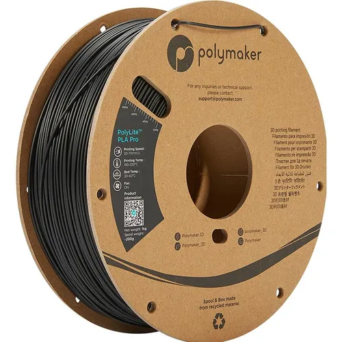 Polymaker PolyLite PLA PRO Schwarz 3kg, 1.75mm - Zubehör für 3D-Drucker: Hochwertiges PLA PRO mit hoher Zähigkeit und Steifigkeit, ideal für professionelle Anwendungen und einfach zu drucken.
