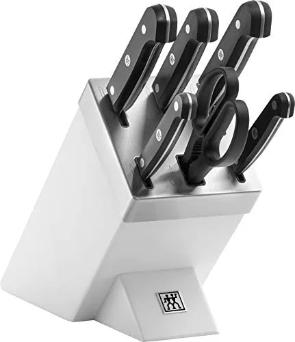 ZWILLING Gourmet Selbstschärfender Messerblock 7-teilig - Hochwertige Messer aus rostfreiem Spezialstahl, mit integriertem Keramik-Schleifstein für langanhaltende Schärfe und ergonomischen Griff