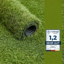 Andiamo Kunstrasen Jever – Wetterfester Outdoor Teppich für Balkon & Terrasse - Kunstrasen in natürlichen Grüntönen, wasserdurchlässig mit Drainage-Noppen, ideal für pflegeleichte Gestaltung von Balkonen und Terrassen (200 x 300 cm). Immergrün und langlebig!