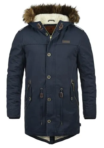 Indicode IDPulsoor Herren Winterjacke Parka - Funktionsjacke mit warmem Teddyfutter, abnehmbarer Fellkapuze und nachhaltiger Produktion für optimalen Tragekomfort in der Übergangszeit.