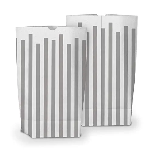 itenga Geschenktüten I Papiertüten I Bodenbeutel aus Papier I Muster Geometrie Sterne Streifen I Weihnachten I Geschenk I Gastgeschenk zum Füllen I 17,0x26,0 cm (Streifen, 50)