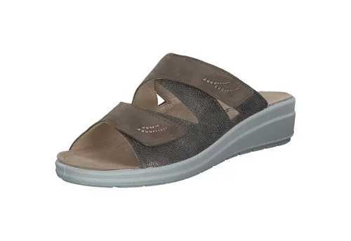 Rohde Damen Pantolette Rivella 5729 - Glitzer und Strass, Größe 39 EU, Braun - Pantoletten mit hochwertigem Leder-Obermaterial und rutschfester PU-Sohle. Ideal für Komfort und Stil dank Wechselfußbett und praktischem Klettverschluss.