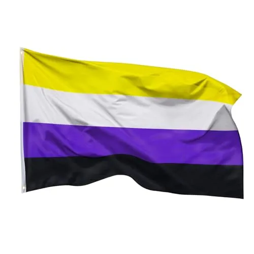 PHENO FLAGS Nicht-Binär Flagge 90x150cm - wetterbeständige Pride Fahne mit Messingösen, 100% Polyester, robuste Doppelnaht & in lebendigen Farben - ideal für Flaggen-Liebhaber