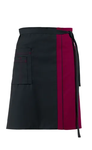 Leiber Vorbinder 11/2568/1021 Schwarz/Bordeaux - Hochwertiger Baumwoll-Vorbinder in Schwarz mit Bordeaux-Akzenten, ideal für den professionellen Einsatz in der Gastronomie. Praktisch und stilvoll zugleich.