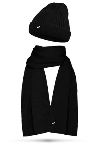 NYTTED® Merino Mütze und Schal Set für Damen & Herren | Made in Germany | 100% Feinste Merinowolle | Kuschelig Weiches & Warmes Set