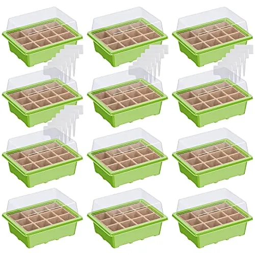 WELLGRO Mini Gewächshaus inkl. 6 Pflanzschilder - für bis zu 12 Pflanzen - ca. 19x14,5x11cm je Zimmergewächshaus, Kunststoff/Zellulose - Menge wählbar, Stückzahl:12 Stück