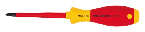 Wiha Schraubendreher SoftFinish® electric Phillips (00848) PH2 x 100 mm VDE geprüft, stückgeprüft, ergonomischer Griff für kraftvolles Drehen, Allrounder für Elektriker