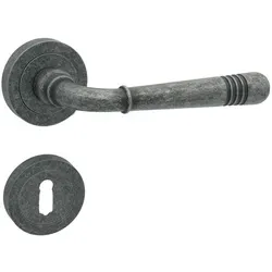 DOMINO Türgriff Drückergarnitur BB-Buntbart| Rund Rosette | Türklinke für Zimmertür, Bürotür, Kellertür & Innentür | Znal | Nickel Antike ... - Schwarz