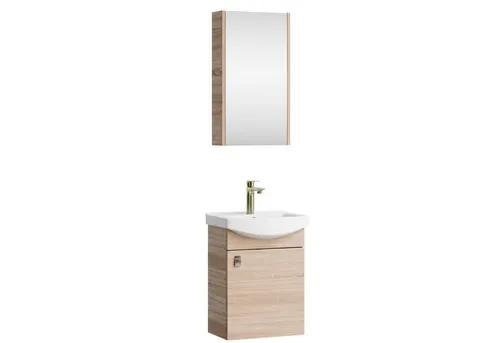 Planetmöbel Badmöbel-Set mit Spiegelschrank 45cm Sonoma Eiche - Badmöbel-Set mit Spiegelschrank, modernes Design, Soft-Close-Funktion und viel Stauraum für eine stilvolle und funktionale Badeinrichtung.