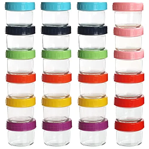 Belle Vous Kleine Gläser mit Deckel für Babynahrung (24 Stk) – 100 ml luftdicht und BPA-frei - Babynahrung Aufbewahrung: 24 stapelbare Gläser aus hochwertigem Glas, spülmaschinenfest und ideal für die sichere Aufbewahrung von Babybrei und anderen Lebensmitteln.