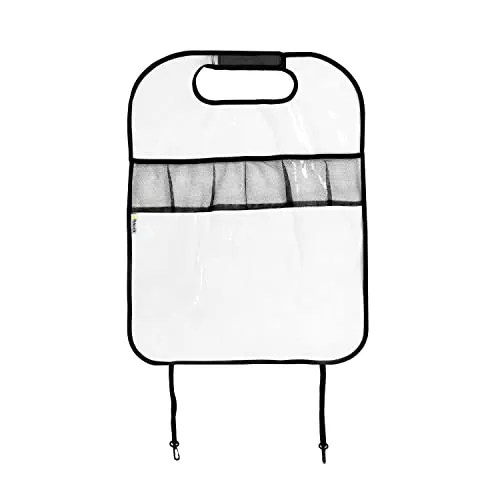 Hauck Universal Rückenlehnenschutz Cover Me, Trittschutz Auto Rückenlehne Kinder mit Rücklehnentasche, Einfache Befestigung, Strapazierfähig, Abwischbar, 64 x 48 cm (Transparent)