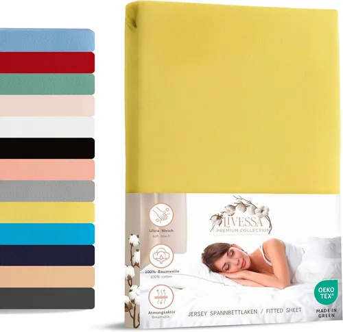 livessa Spannbettlaken Jersey Spannbettlaken 100% Baumwolle – Atmungsaktiv -Weich & OEKO-TEX, Jersey, Gummizug: Rundumgummizug, In 9 Größen und vielen Farben erhältlich