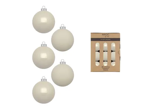 MAGIC by Inge Weihnachtsbaumkugel, Weihnachtskugeln Glas 3cm 24 Stück - Blanched Almond