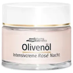 Olivenöl Intensivcreme Rose Nachtcreme - Medizinische Körperpflege für intensive Hautregeneration, mit wertvollem Olivenöl und Oxy-Activ Komplex für einen strahlenden, geschmeidigen Teint am Morgen.