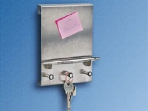 Edelstahl-Schlüsselboard mit Notiz- & Stiftablage - NEU