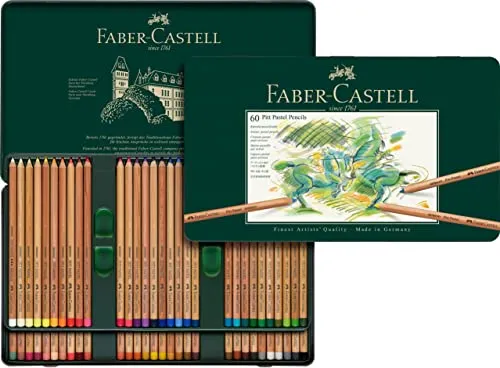 Faber-Castell Farbstifte Pitt Pastel 60er Metalletui - Hoch pigmentierte Künstlerfarbstifte ohne Wachse und Öle, ideal für detailreiche Pastellarbeiten. Perfekt für sanfte Farbverläufe und minimalen Fixieraufwand.