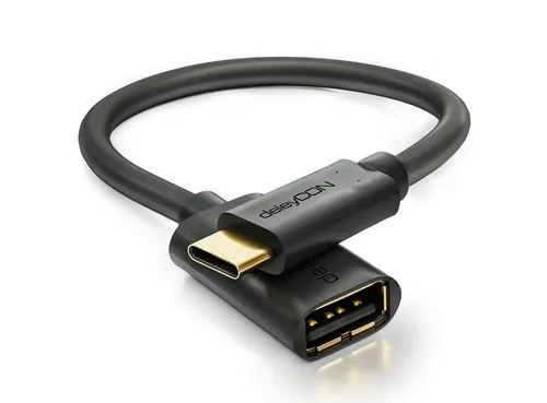 deleyCON deleyCON 0,2m USB C OTG Adapter Kabel USB 2.0 USB-C zu USB-A Buchse Smartphone-Adapter