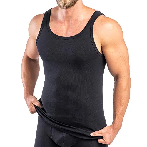 HERMKO 3000 Herren Tank Top 100% Bio-Baumwolle in Feinripp, Unterhemd, Muskel Shirt Made in EU, Größe:D 11 = EU 5XL, Farbe:schwarz