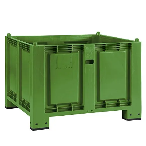 Palettenbox 1200x800x850 mm mit 4 Füßen, grün - Großvolumige Palettenbox mit 500 kg Tragkraft, hygienisch und leicht zu reinigen. Ideal für den Transport und die Lagerung von Gütern, kälte- und hitzebeständig.