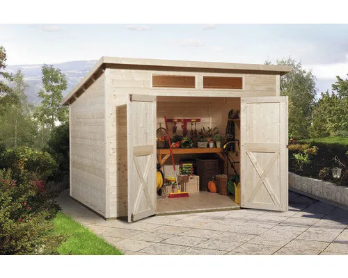Weka Holz-Gartenhaus Pultdach Unbehandelt 237 cm