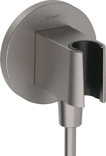 hansgrohe Fixfit S Porter KS 26888000, Badarmaturen in brushed black chrome - Wandanschluss mit Duschkopfhalter, Rückflussverhinderer und stilvollem Design für moderne Badezimmer