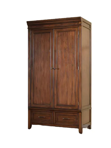 Xlmoebel Kleiderschrank Echtholz-Schrank im Landhausstil mit rustikaler Optik und Stauraum (Kleiderschrank) Hergestellt in Europa