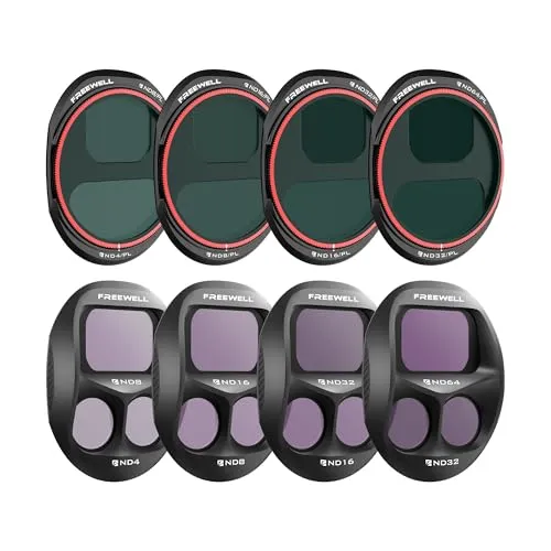 Freewell Ganztägige Split-ND- und ND/PL-Filter für DJI Mavic 4 Pro - Kamera-Filter mit vollständiger Belichtungssteuerung und Polarisatoren für lebendige Farben und Blendreduzierung, ideal für perfekte Luftaufnahmen bei jedem Licht.