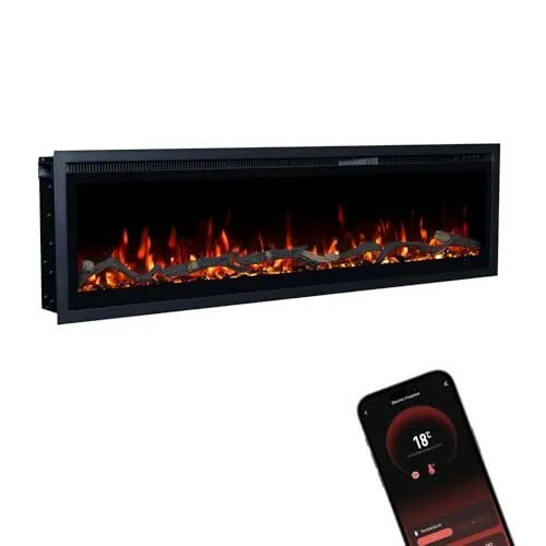 GLOW FIRE Elektrokamin GF Core - Eleganter Elektrokamin für Wandmontage oder freistehend, mit 3D Feuer, Heizleistung bis 1800 W und Smart-App Steuerung für individuellen Komfort.